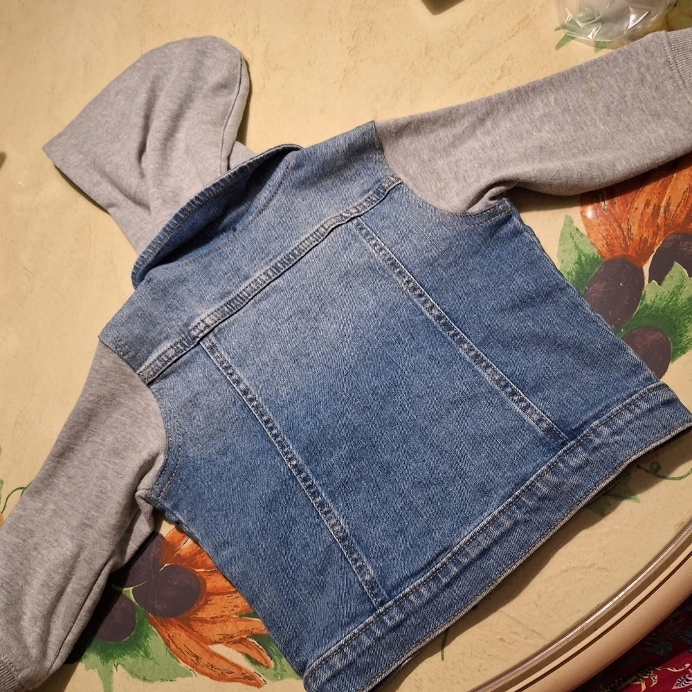 Kids Wonder Nation Denim and Gray Hoodie Jacket 12M